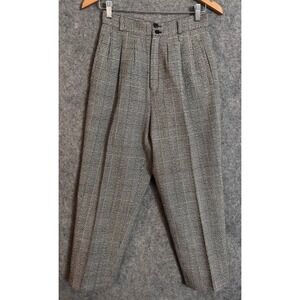 Alanni Petite Plaid Wool Blend Pleated High Waist Trousers Pants 3P